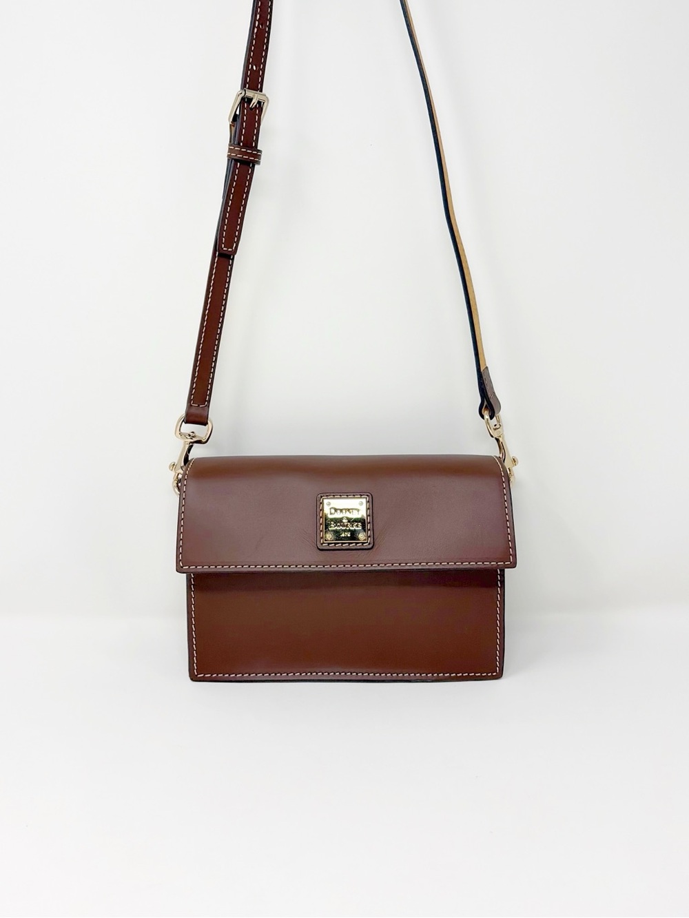 Dooney & Bourke Beacon East/ West Flap Brown Crossbody Shoulder Bag